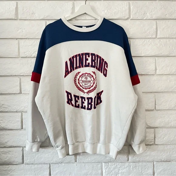 Anine Bing x Reebok Oversized Sweatshirt Collegiate Colorblock Crewneck - Picture 4 of 8
